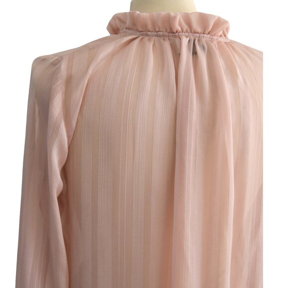 Show Me Your Mumu Oversized Sheer Blush Pink Ruffle Blouse XS Romantic Coquette - Picture 4 of 8